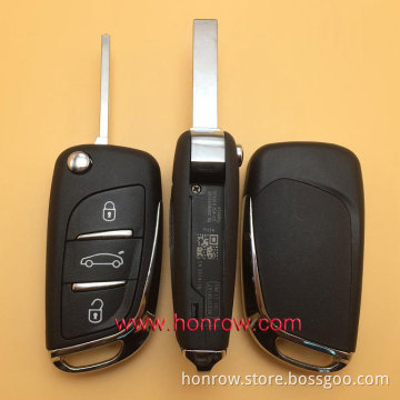 Hot selling products--Original Peugeot 3 button modified flip remote key blank with VA2 307 Blade- 3Button -Trunk- With battery
